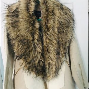 The Limited - Beige Coat with Fur - NWT